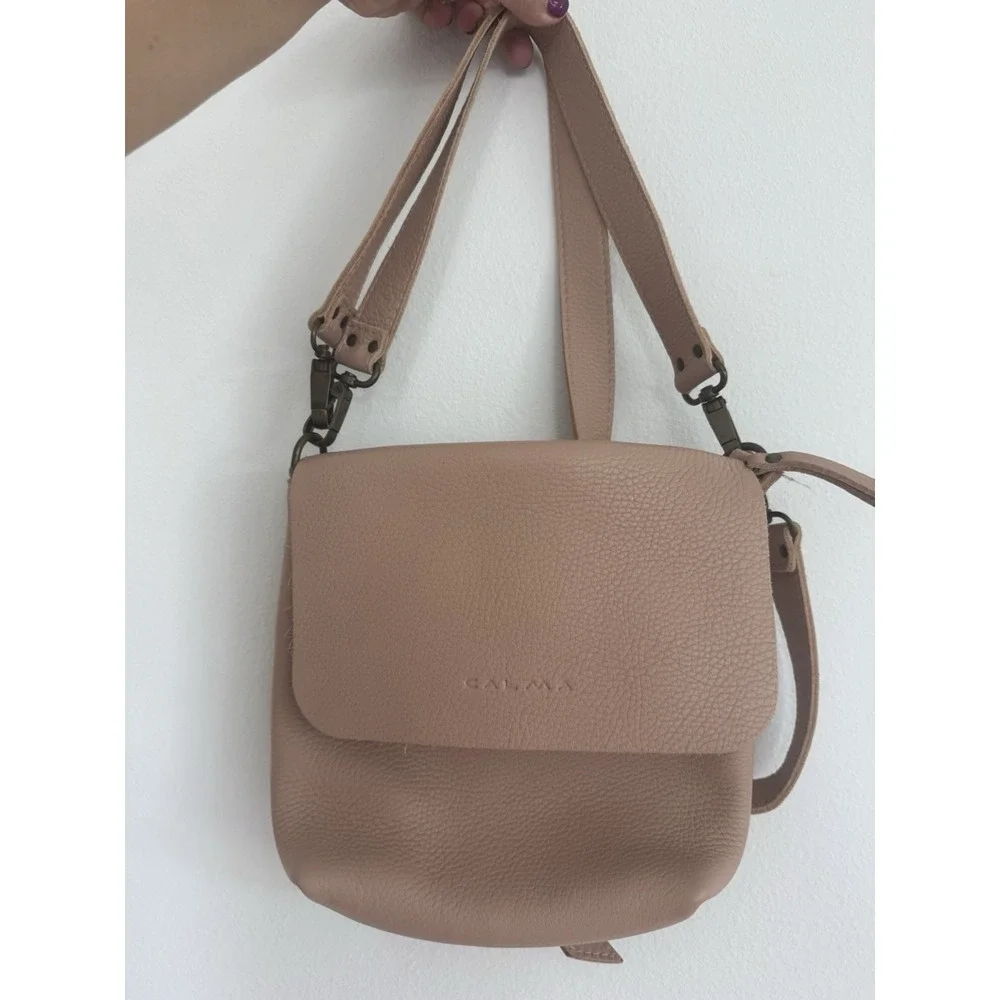 CALMA Genuine Leather Crossbody Bag Blush Pink Handcrafted in Spain